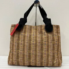 1630　1metre carre　アンメートルキャレ　トートバッグ　ハンドバッグ　キャンバス　かご風　ラタン風　プリント　総柄　A4対応　茶　ブラウン　ベージュ　黒　ブラック　りぼん　日本製　タグ付きのサムネイル