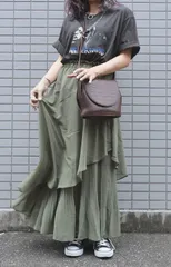 Irregular Hem Flare Long Skirt（green tea）のサムネイル