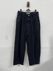 (S)ザラ メンズ バルーンフィット ブラック デニムパンツ