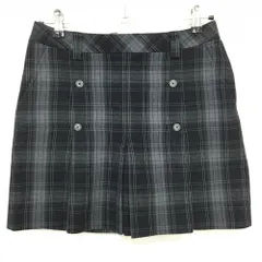 【超美品】アシュワース スカート 黒×グレー チェック ウール混 ボックスプリーツ レディース M ゴルフウェア ASHWORTHのサムネイル