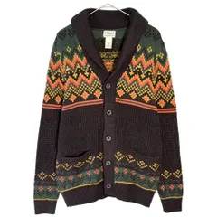 L.L.Bean エルエルビーン ショールカラー コットンニットカーディガン アウトドア フェアアイル柄(メンズ SMALL REGULAR)中古 古着 X9342のサムネイル