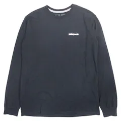 美品 patagonia パタゴニア P-6ロゴ Tシャツ 長袖 カットソー トップス ロンT クルーネック プリント S 黒 ブラック メンズ 古着 中古 USED