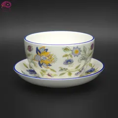 MINTON ミントン ハドンホール ブルー オリエンタルカップ＆ソーサー 湯呑＆茶托 セット 未使用品 英国製 湯呑口径8.5㎝ ファインボーンチャイナ 箱
