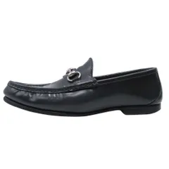 良品 GUCCI グッチ 1953コレクション ホースビット金具 ローファー モカシン シューズ 靴 7/26.0 黒 ブラック シルバー 387598 メンズ 古着 中古 USED