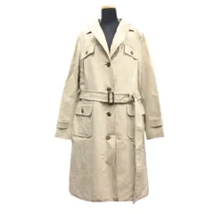 良品 23区 オンワード樫山 リネン シングル トレンチ コート ジャケット ブルゾン アウター ベルト付 48 大きいサイズ ベージュ レディース 古着 中古 USED