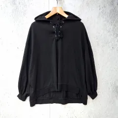 FIG&VIPER フィグアンドバイパー パーカー フーディ レースアップ オーバーサイズ ビッグシルエット ブラック ◎_〇◇☆