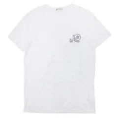 美品 18ss MONCLER モンクレール ロゴワッペン Tシャツ カットソー トップス 半袖 クルーネック コットン S 白 ホワイト メンズ 古着 中古 USED