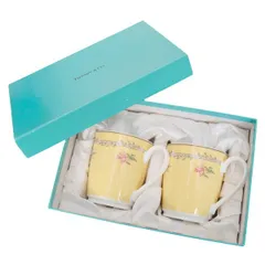 ティファニーTIFFANY&CO TIFFANY&CO Pink Tulip チューリップ柄ペアマグカップ 黄他