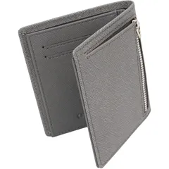 [Dom Teporna] 財布 メンズ 二つ折り 薄型 コンパクト 小さい 薄いのにカード12枚収納可能な大容量 サフィアーノレザー 小銭入れ お札入れ エタン 1