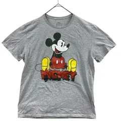 ディズニー　メンズキャラクター半袖Tシャツ　灰色　L　ミッキーマウス【3272】