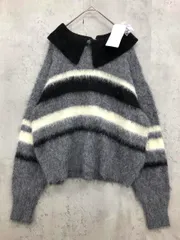 新品 Discoat ディスコート シャギーボーダー衿付きプルオーバー ニット セーター sizeF/チャコールグレー ■◇◎レディース