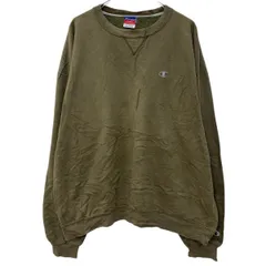 メキシコ製 Champion ロゴスウェット トレーナー XXL カーキ チャンピオン プルオーバー ワンポイント刺繍 スウェット 春秋物 a804-5630