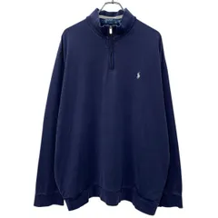 90s Polo by Ralph Lauren ロゴスウェット トレーナー XXL ネイビー ポロバイラルフローレン ハーフジップ 90年代 春秋物 a804-5739