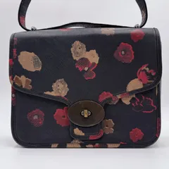 COACH（コーチ）ペイジ フラップ フローラル ショルダーバッグ 花柄 ブラック レザー ゴールドトーン金具 斜め掛け レディース