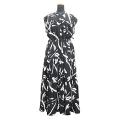 未使用 RADIATE ラディエイト ウェーブ プリント ティアード ワンピース ドレス フリーサイズ 黒 ブラック 白 ホワイト レディース 古着 中古 USED