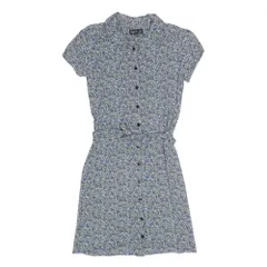 美品 agns b アニエスベー 半袖 シャツ ワンピース 膝丈 ウエストリボン フラワー 総柄 ドレス T1 マルチカラー レディース 古着 中古 USED