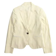 良品 BURBERRY LONDON バーバリー ロンドン テーラード ジャケット ブレザー 一つ釦 シングル ロゴ SIZE40 クリーム色 レディース 古着 中古 USED