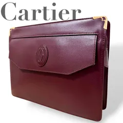 ☆★Cartier　カルティエ★セカンドバッグ　クラッチバッグ　マストライン　ロゴ　ボルドー　レザー　自立型　現状品★♯2386