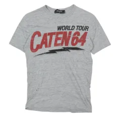 美品 DSQUARED2 ディースクエアード ダメージ加工 半袖 コットン Tシャツ プリント クルーネック カットソー XS グレー メンズ 古着 中古 USED