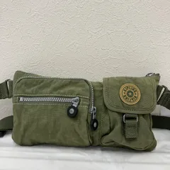1629　KIPLING　Kipling　キプリング　ボディバッグ　ウエストバッグ　ウエストポーチ　カーキ　グリーン　緑　バックル　ナイロン　メンズ　レディース　ユニセックス　肩がけ　斜めがけ　クロスボディ　小さめ　ミニバッグ