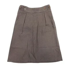 美品 vanessabruno ヴァネッサブリューノ コットン ひざ丈 2タック セミタイト スカート 36 茶 ブラウン レディース 古着 中古 USED