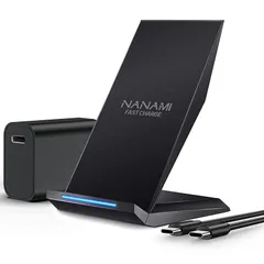 NANAMI ワイヤレス充電器 (USB-C 20W急速充電器に昇進) Qi/PSE認証済み 最大15W 高速充電 iPhone 17/16/15/14/13/12シリーズ/SE第三世代/11(Pro)/Xs(Max)/XR/X/8(Plus) Galax 1