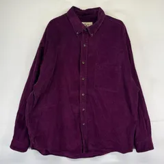 古着 エディー・バウアー Eddie Bauer コーデュロイ 長袖シャツ ボタンダウン 胸ポケット 大きいサイズ XL  パープル系 メンズ