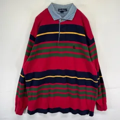 古着 90's/90年代 ノーティカ NAUTICA 長袖シャツ ラガーシャツ ワンポイントロゴ ワンポイントロゴ XL マルチカラー ボーダー メンズのサムネイル