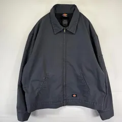 古着 ディッキーズ Dickies ジャケット ワークジャケット フルジップ 大きいサイズ ワンポイントロゴ 2XL  グレー系 無地 メンズ