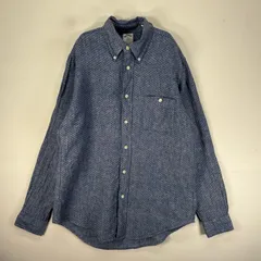 古着 ブルックスブラザーズ Brooks Brothers 長袖シャツ ボタンダウン 胸ポケット M  ネイビー系 総柄 メンズ