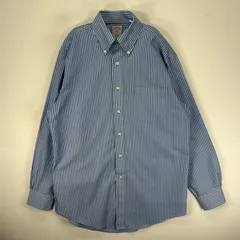 古着 ブルックスブラザーズ Brooks Brothers 長袖シャツ ボタンダウン 胸ポケット M  ブルー系 ストライプ メンズ