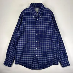 古着 ブルックスブラザーズ Brooks Brothers 長袖シャツ ボタンダウン ワンポイント L  ネイビー系 チェック メンズ