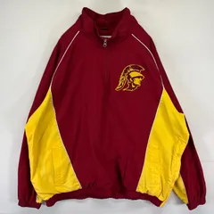 古着 58スポーツ 58 Sports ジャケット ハーフジップ カレッジロゴ USC 大きいサイズ コットンライナー 2XL  レッド系 ツートン メンズ