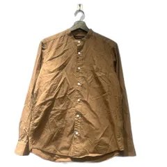 グリーンレーベルリラクシング ユナイテッドアローズ green label relaxing カジュアルシャツ バンドカラー コットン 長袖 S 茶 ブラウン ■FY