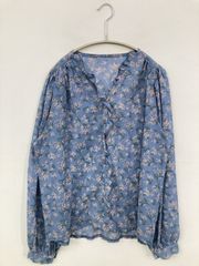 ガリアーノ シルク100% 花柄 シアーブラウス フリル 前開き 絹《c820