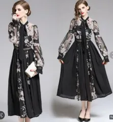 送料無料 未使用 発表会 パーティ フォ－マル 長袖 ワンピース M 9号 (OPN1196)