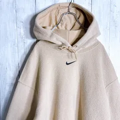 【まとめ購入大歓迎】NIKE ナイキ ベージュ ボア フリース センターロゴ トラヴィススコゥト パーカー #417y03のサムネイル