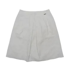 FOXEY BOUTIQUE フォクシーブティック コットン ミディ丈 タックスカート サイドジップ ボトムス 42 白 ホワイト レディース 古着 中古 USED