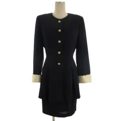 エムズグレイシー M'S GRACY セットアップ レース袖ジャケット スカート ネイビー 9  ■GY74