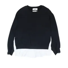 美品 MUVEIL ミュベール シャツ ドッキング スウェット カットソー トレーナー クルーネック プルオーバー トップス 紺 白 レディース 古着 中古 USEDのサムネイル