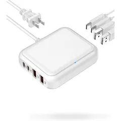 VHBW 8ポート USB コンセント 充電器 急速 PD20W【4*USB-C,4*USB-A】充電ステーション 出力自動判別機能 ACコード150cm スマホ充電器 複数 充電ポート PSE認証 ホワイト対応iPhone/Galaxy/Android/ 1