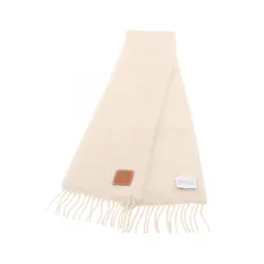 ロエベ LOEWE マフラー アナグラム アイボリー ウール マフラー レディース Used A