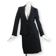 06【美品】INED イネド スカートスーツ 上7 下9 上S 下M ブラック 黒 ウール 面接 ビジネス 日本製 秋冬 ★美品★のサムネイル