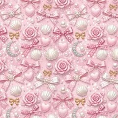 【ゆきちゃん限定】X2811 ぷっくり ゆめかわ柄 ピンク コットン生地 1m