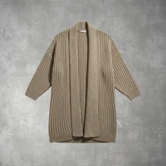 ZARA リブニット ショールカラー カーディガン コート アウター 人気 48-5-68
