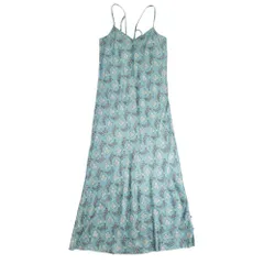 良品 21aw SOULEIADO ソレイアード トゥモローランド ポリエステルサテン 総柄 ロング キャミソールドレス ワンピース 36 ブルー レディース 古着 中古 USED