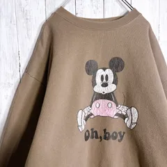 【入手困難】ディズニー Disney お座りミッキー 白足ミッキー ブラウン スウェット トレーナー 在原みゆ紀 木村拓哉 エイサップロッキー#417y08