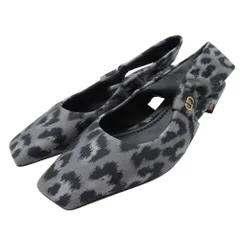 未使用 21aw Christian Dior クリスチャンディオール Dior MIZZA スリングバック パンプス レオパード柄 36.5D/23.5 グレー レディース 古着 中古 USED