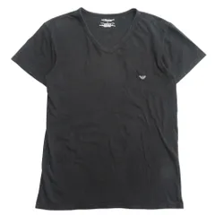 EMPORIO ARMANI エンポリオアルマーニ アンダーウェア Vネック カットソー 半袖 Tシャツ GA ロゴ サイズM 黒 ブラック メンズ 古着 中古 USED