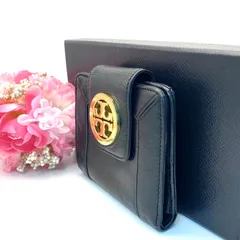 トリーバーチ 財布 2つ折り 革 黒 カード 札入れ 小銭 GD322